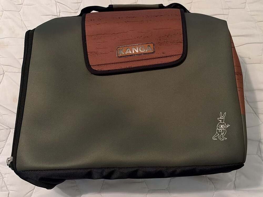 Kanga Kase Insulated Cooler Bag Olive Green and Wood Grain